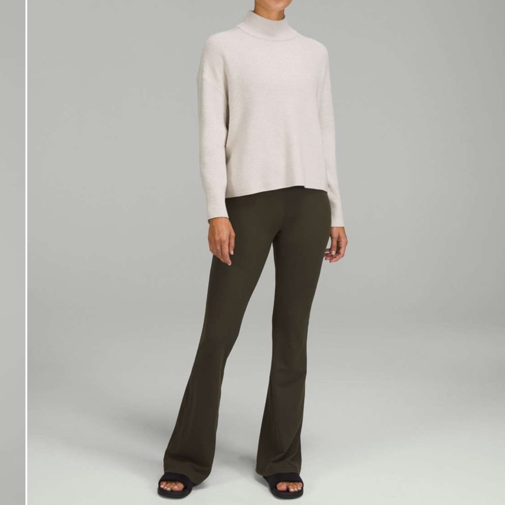 Lululemon Merino Wool-Blend Ribbed Turtleneck Sweater in Heathered Natural Ivory - Picture 3 of 7